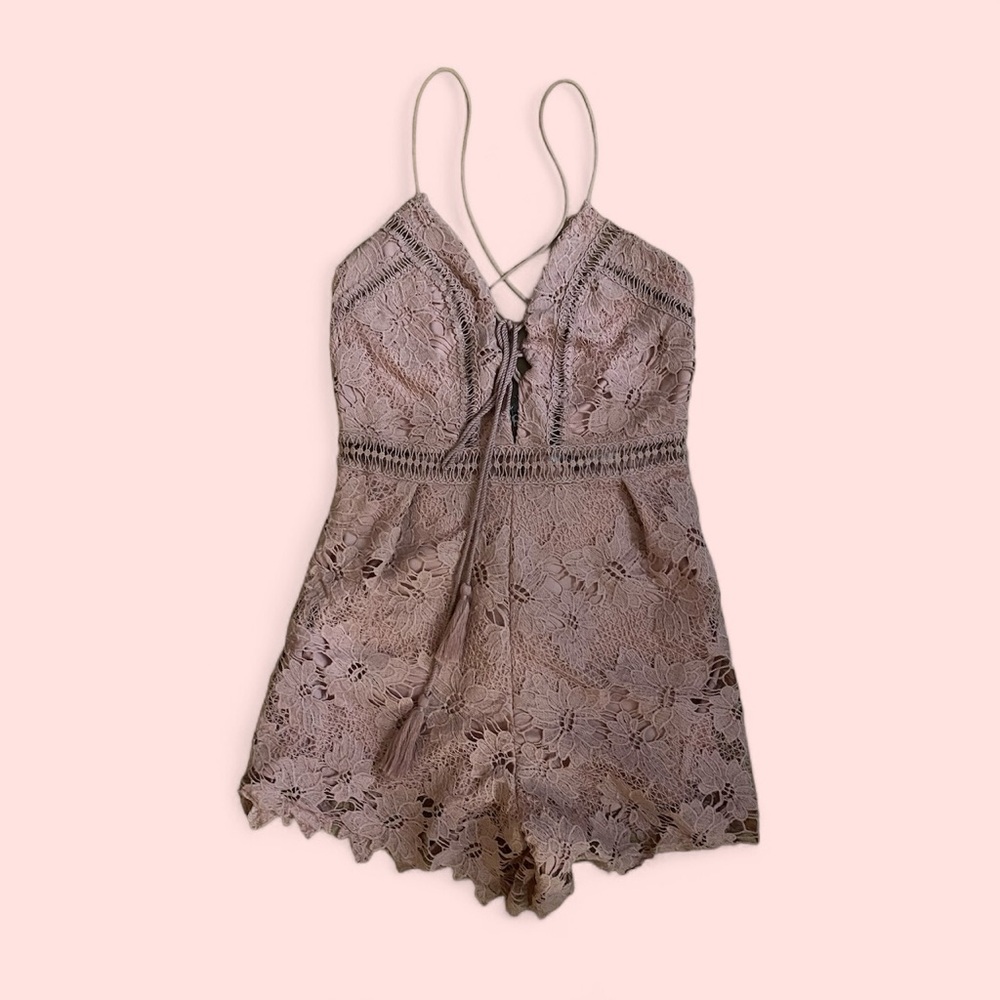 Lace spaghetti strap romper
